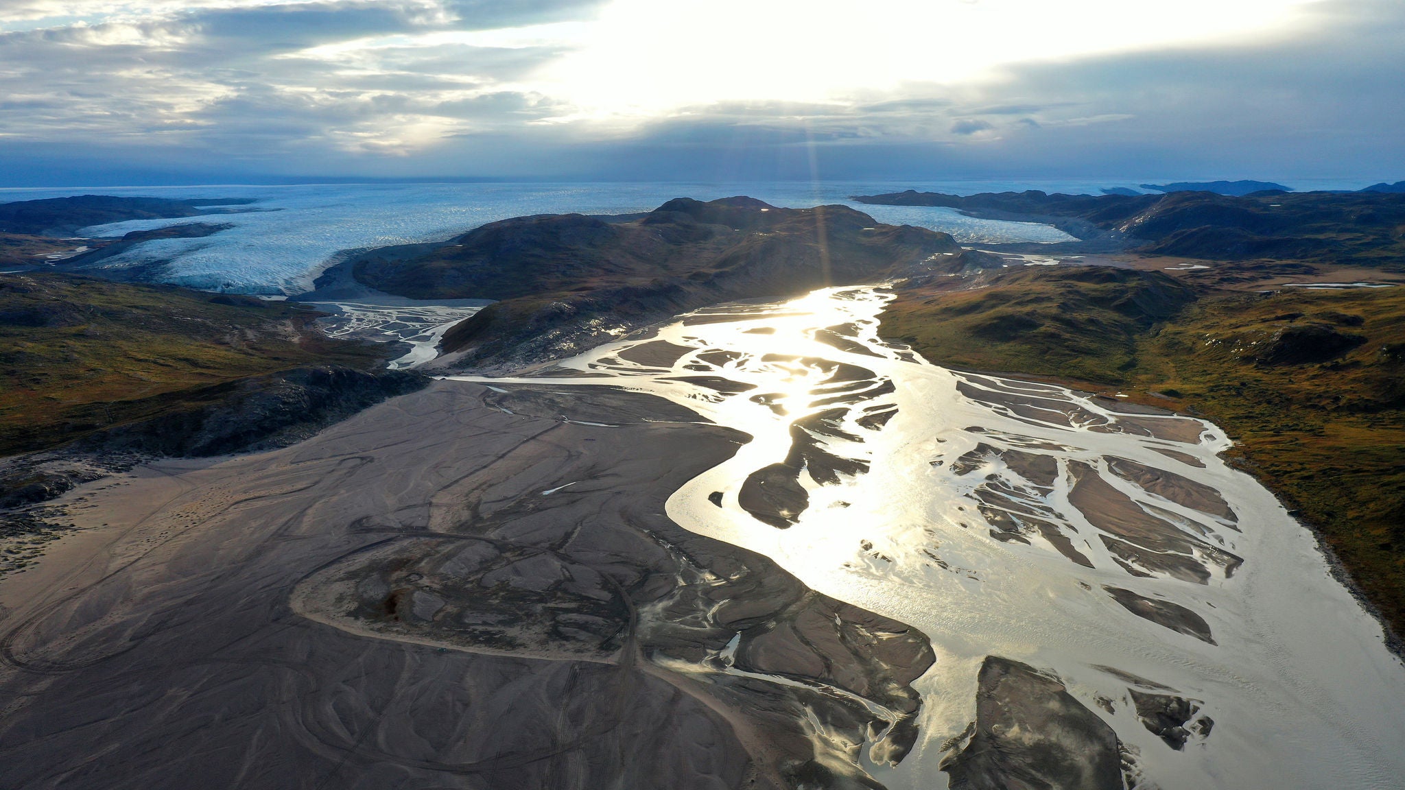 An aerial view of the paddock and the surrounding landscape