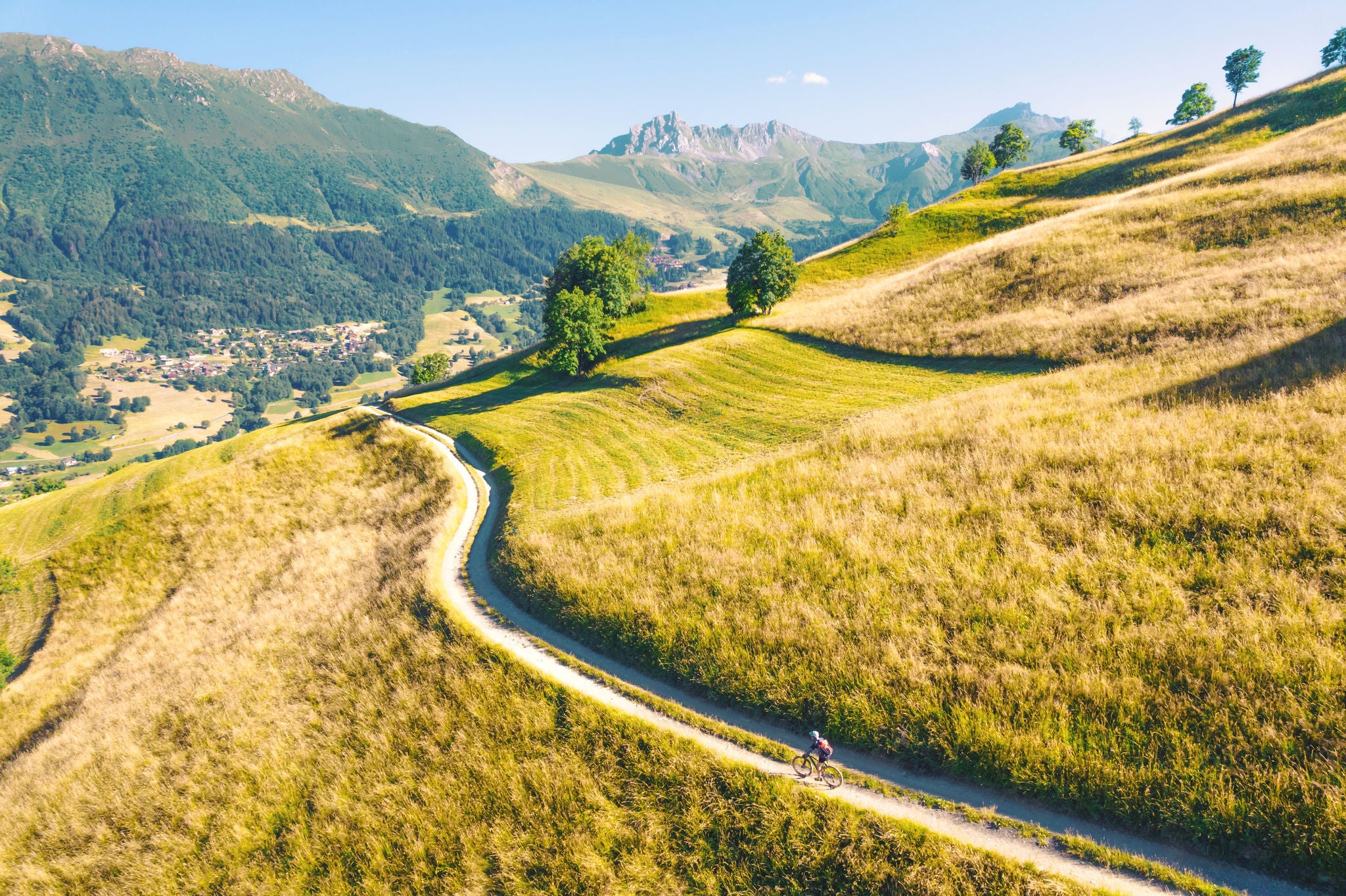  Solo cyclist in the French Alps