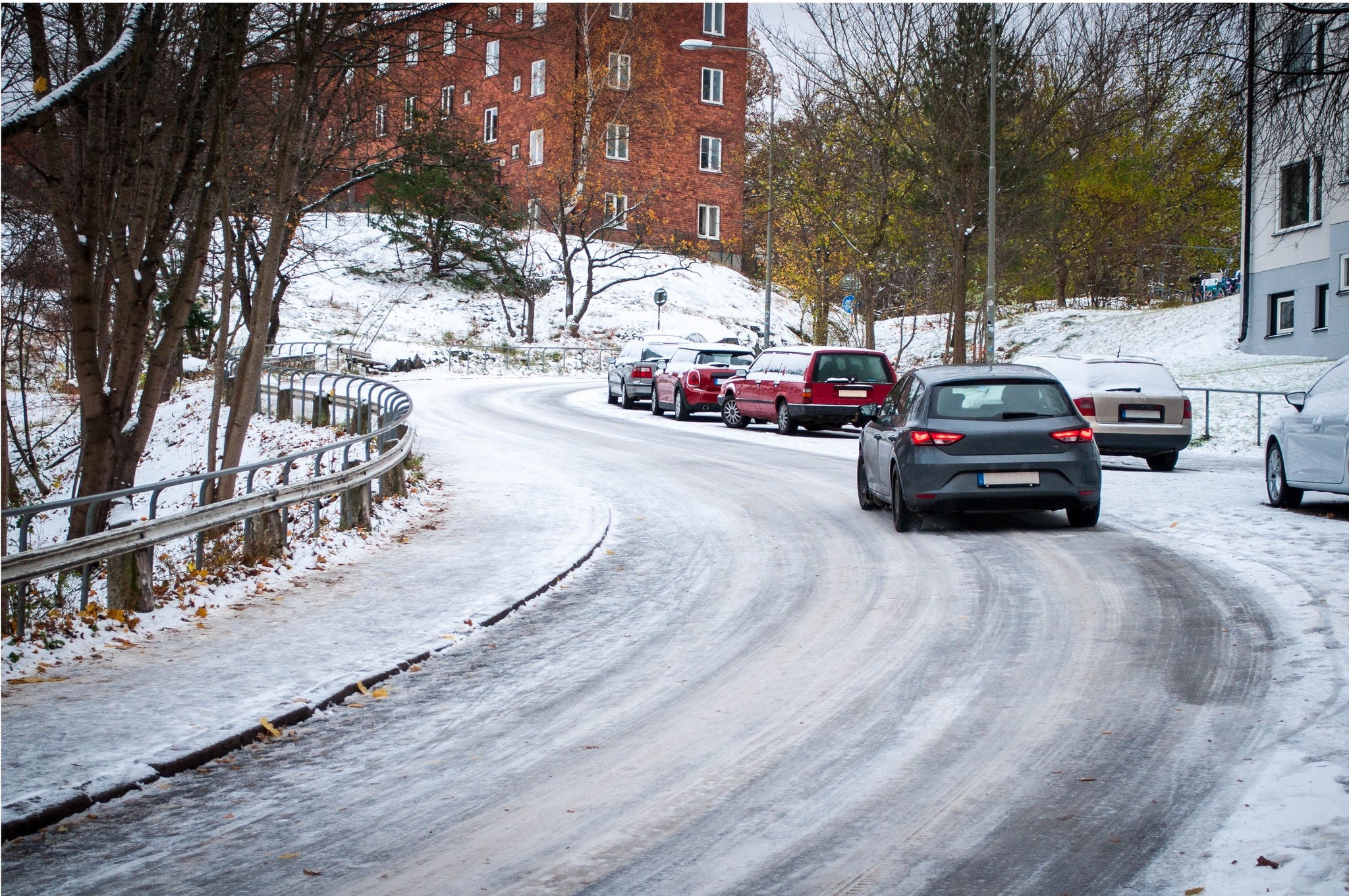 The car on the winter road