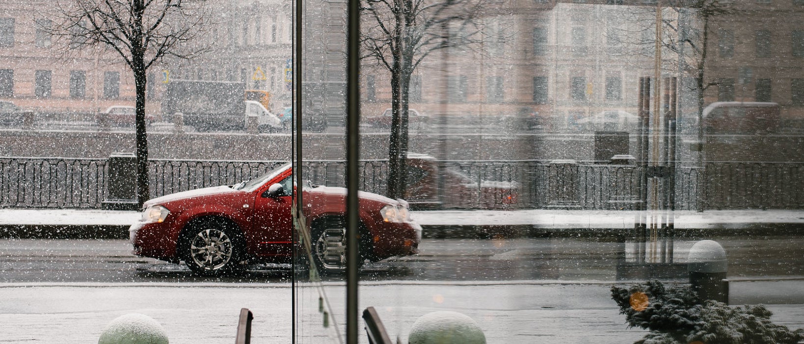 Car during a snowfall