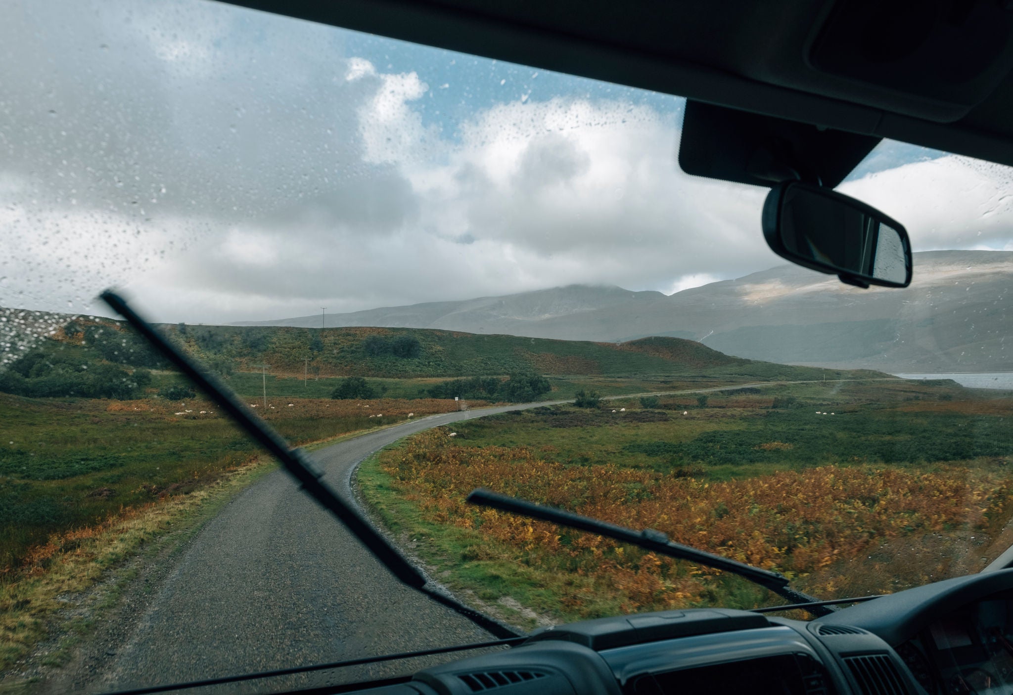 Driving in a motorhome around the North Coast of Scotland. Loch Eriboll, Highlands, UK.