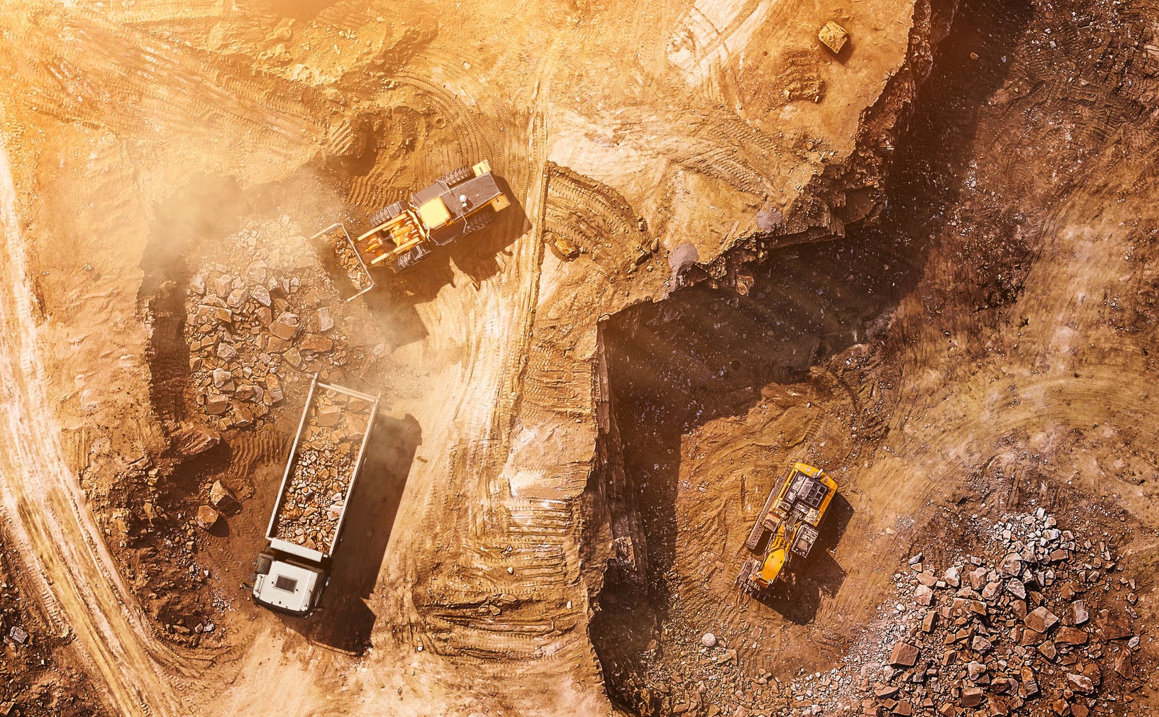 aerial  view of  rock quarry in Poland near Sobotka town