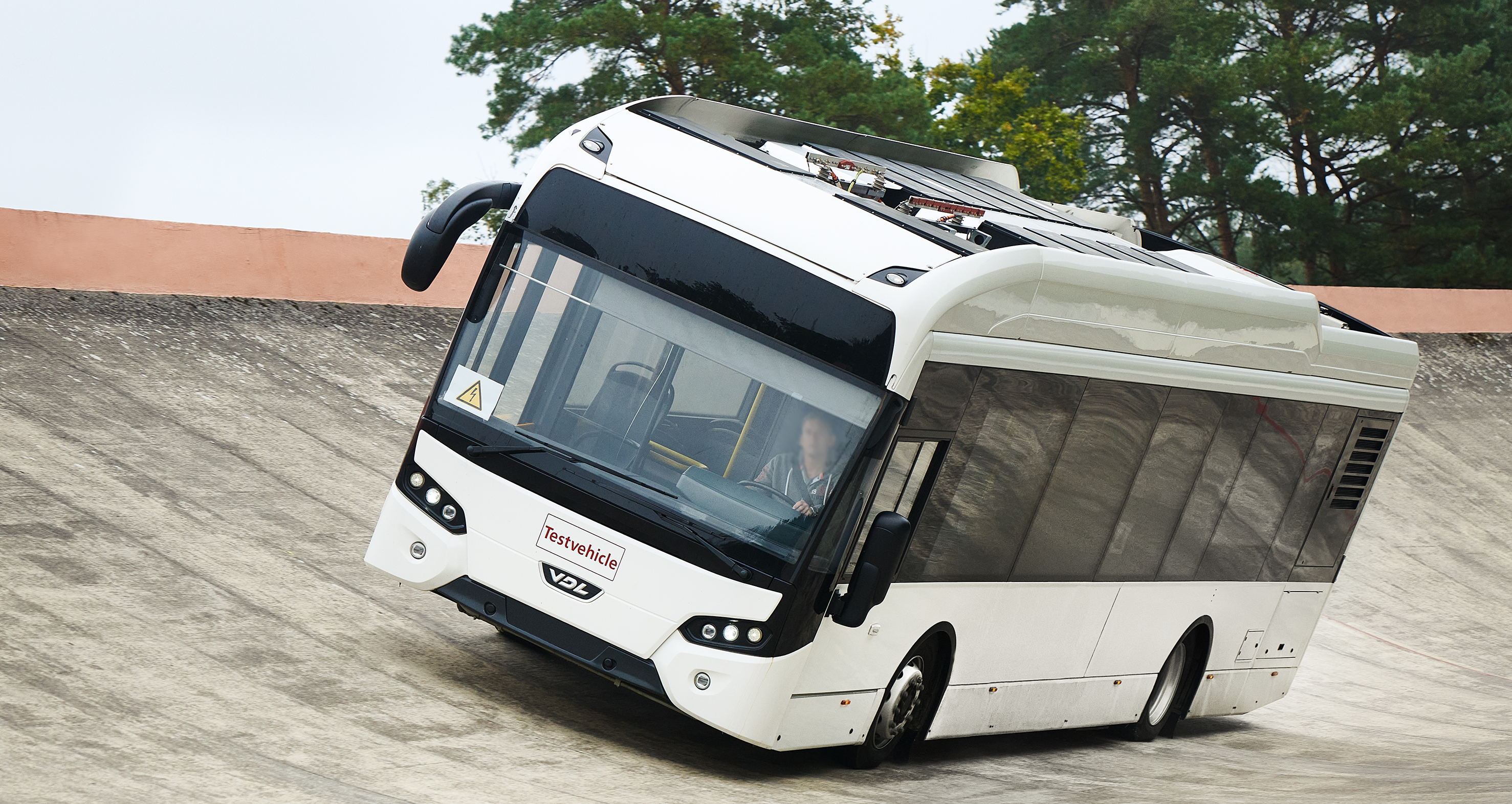 Electric bus driving 