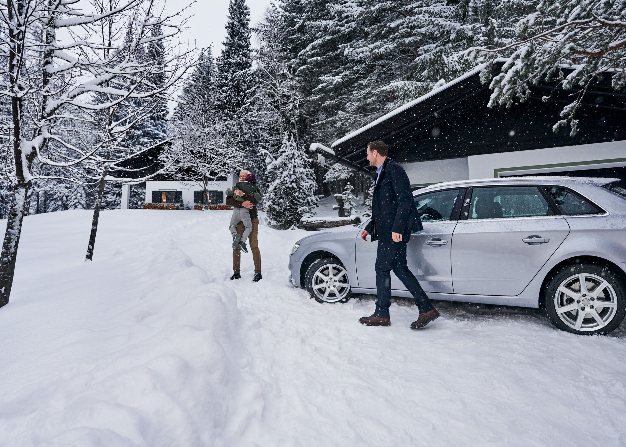 snowy car