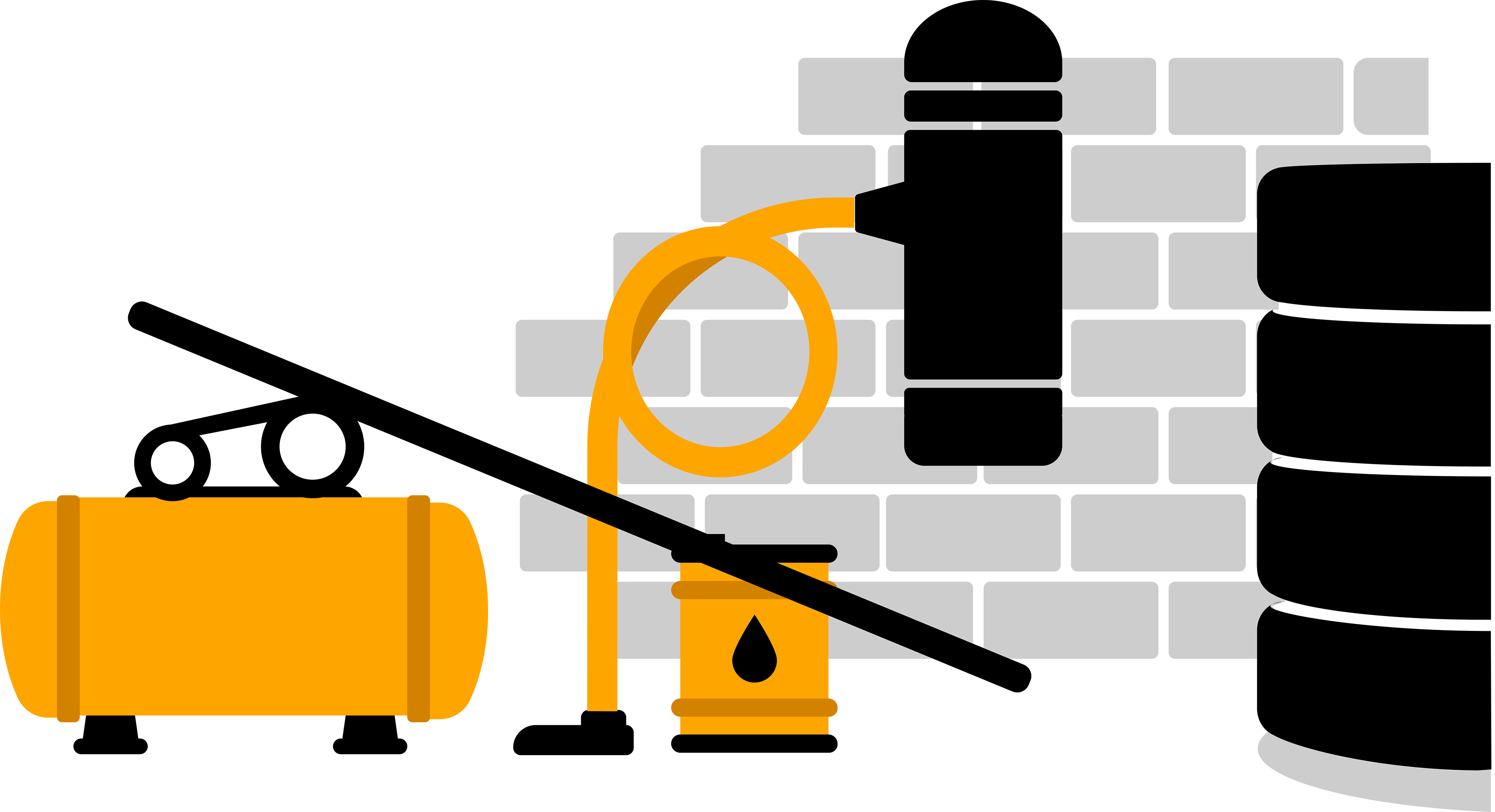 Graphics showing tires which should not be stored next to other equipment and liquids.