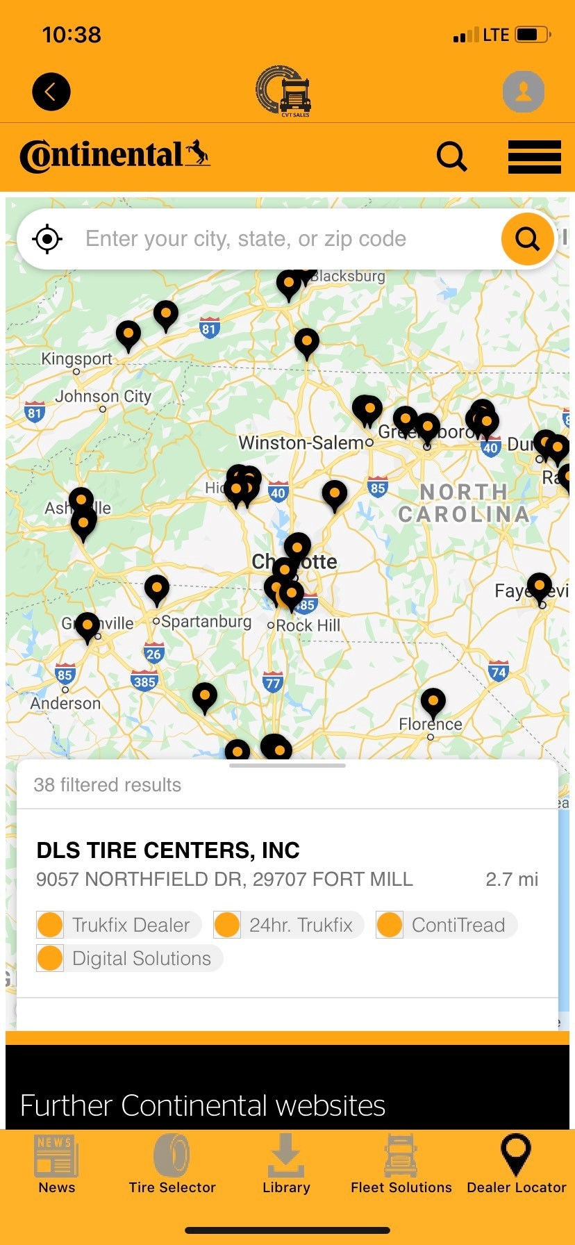 Dealer locator tab