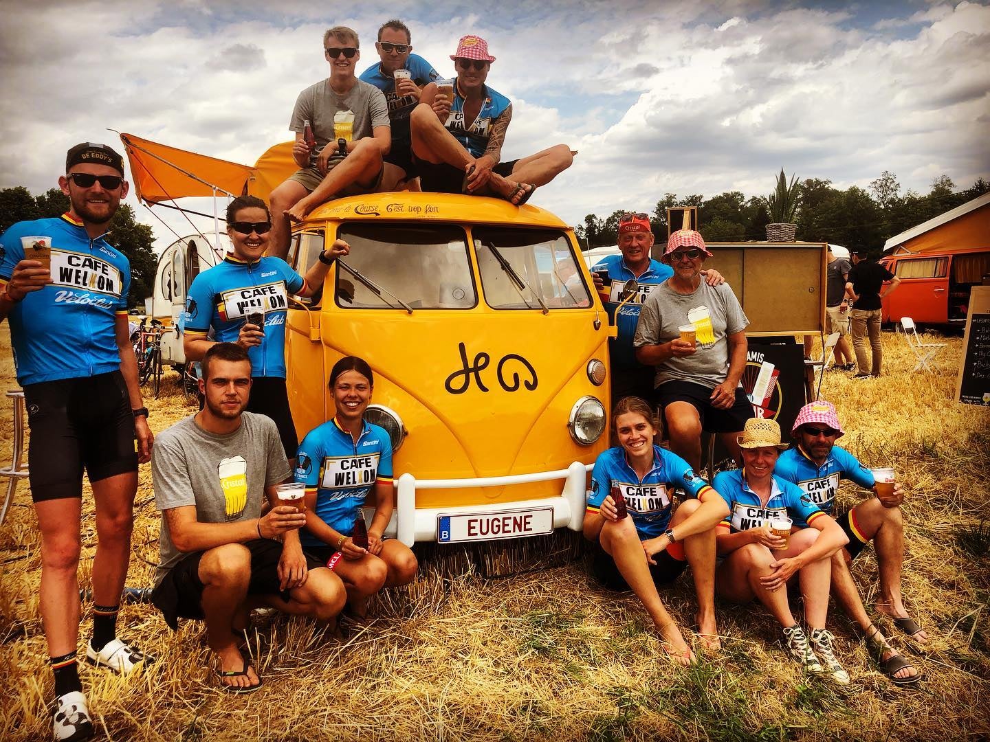 Tour de France fans having a break