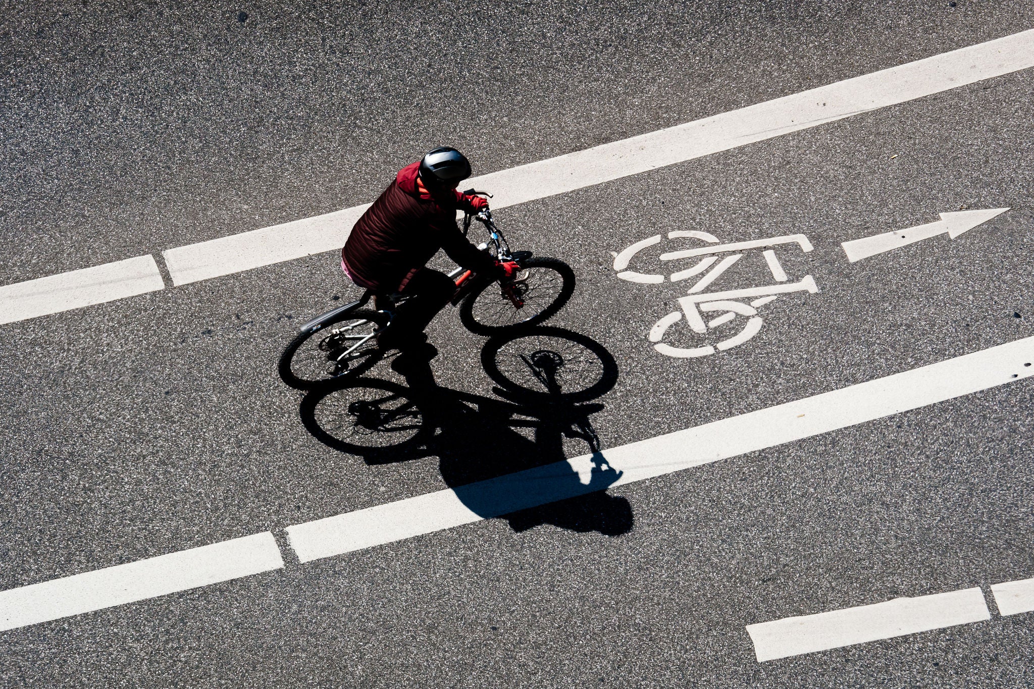 Riding on a bicycle path