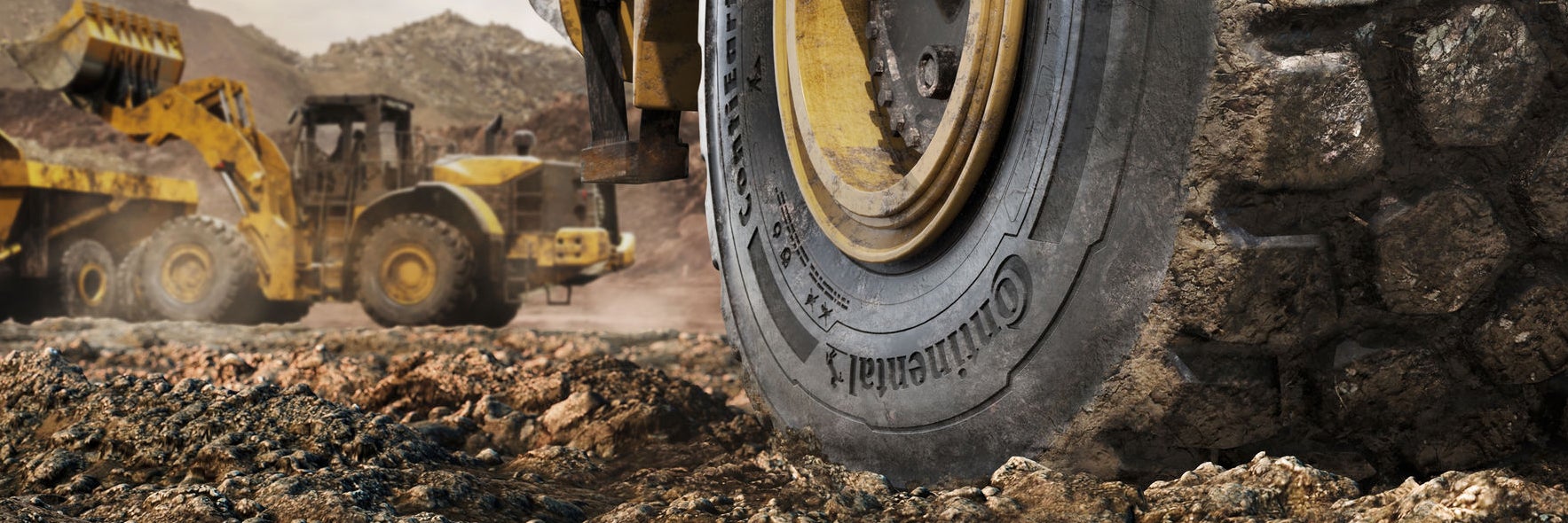 View on a tire on a construction side.