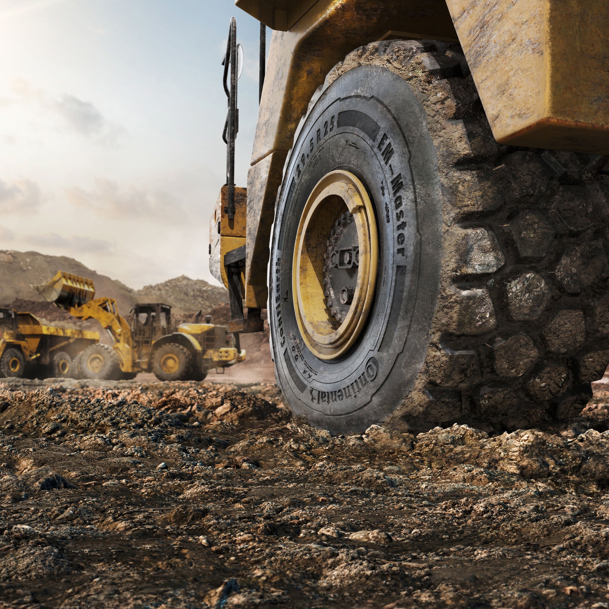 View on a tire on a construction side.