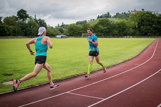 Thomas Dold works on his backwards running. Photo: private